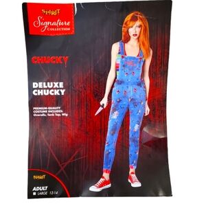 Spirit Halloween Adult Deluxe‎ Chucky Costume Overalls & Top Large